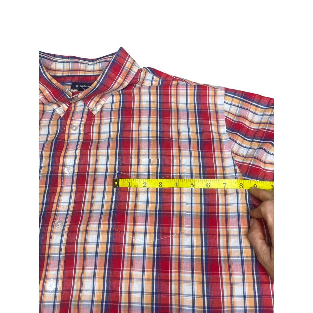 Croft & Barrow 2xL Plaid Button-Down Short Sleeves Shirt Red Blue Western Wear - Picture 9 of 13